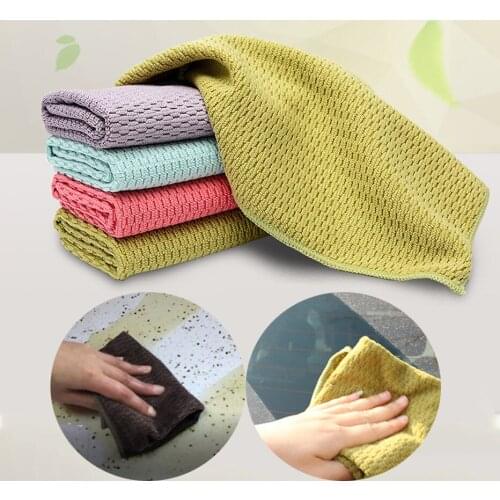 Thick Microfiber Wipes Table Window Tools Anti-Grease Rags Washing Dish Easy Cleaning Absorbent Portable Kitchen Towel