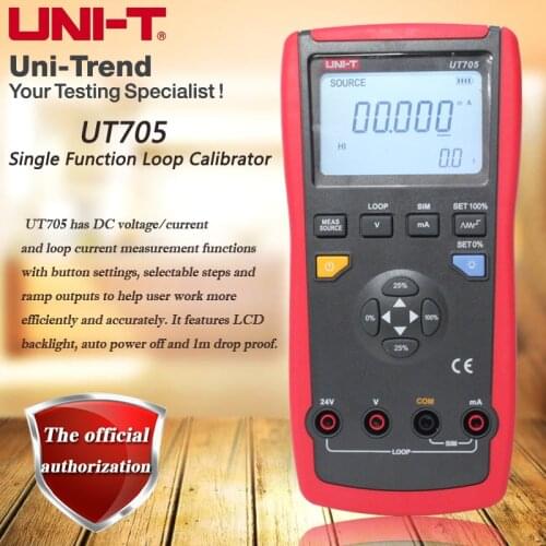 UNI-T UT705 Single Function Loop Calibrator; DC voltage / current / loop current measurement table