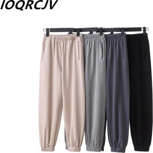 2019 New Spring Autumn Harem Pants Women Casual Fashion High waist Solid Thin Nine Points Loose Pant Black Pants Female Q369