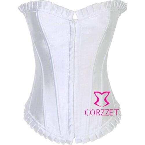 Sexy Push Up Boned Female Women Corset Bustier Crop Tops High Quality Satin White Intimates Weight Loss Underwear Women Langerie