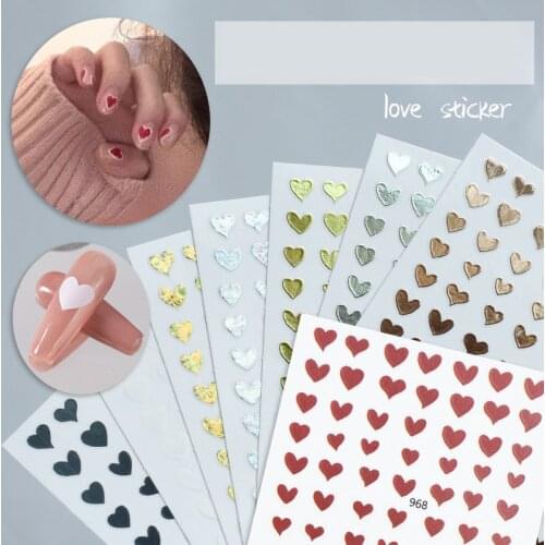 10PCS Love Color 3D Self-adhesive Nail Art Sticker Laser Style Decorative Applique Used on Nail Art Nail Charms