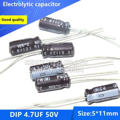 100pcs DIP 4.7UF 50V 5*11 Electrolytic capacitor