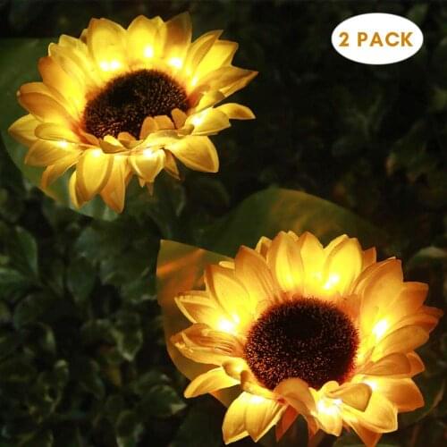 2Pcs Solar Garden Sunflower Light Waterproof LED Decorative Light Pathway Landscape Lamp For Yard Fence Holiday Party Decoration