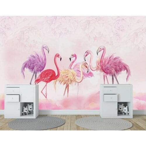 3d photo wallpaper custom mural European hand painted flamingo pink childrens room decor 3d wall murals wallpaper for walls 3 d