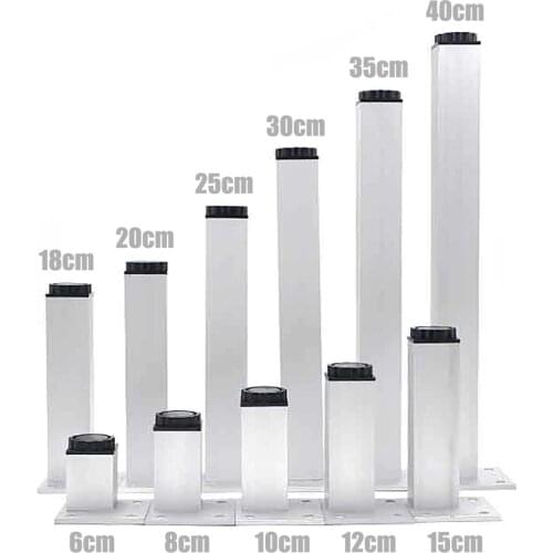 4Pcs 6-40cm Aluminum Metal Alloy Furniture Legs Cabinet Feet Table Adjustable Square Base with Screws For Table Sofa Bed Cabinet