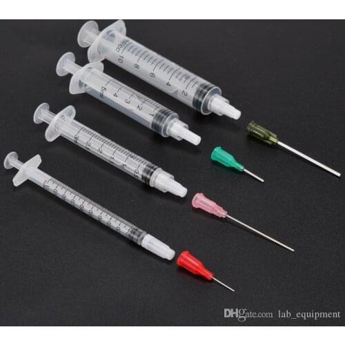 50Pcs /Set 1ml 3ml 5ml 10ml Luer Lock Syringe with 50pcs 14G-25G Blunt Pointed Needle and Plug for Industrial Dispensing Syringe
