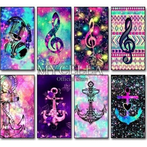 5d Diy Diamond Painting Musical notes and anchors Home Decor Diamond Mosaic Pasted Full Round Rhinestone Diamond Embroidery Gift