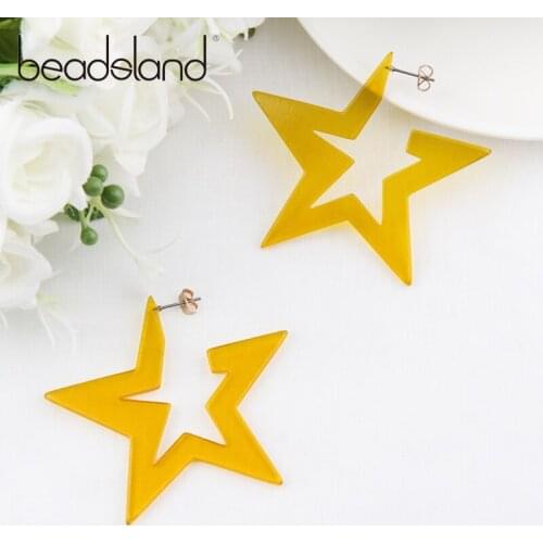 Beadsland Acetic Acrylic Drop Earrings Stars Shape Individual Fluorescent Color Woman Girl Party Festival Hot Sell Gift 40294