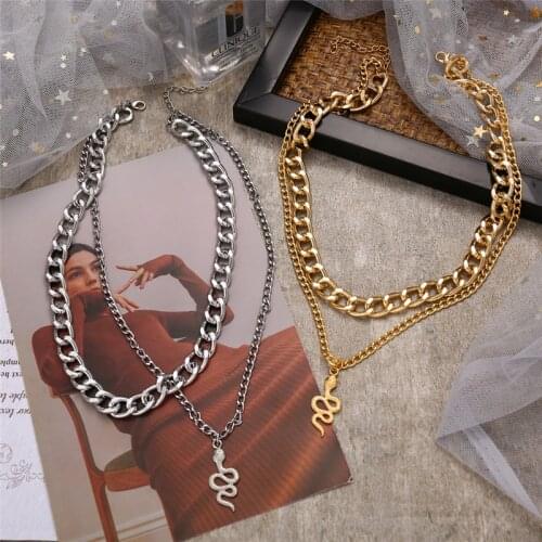 Vintage Snake Chain Pendant Necklace for Women 2021 Bohemian Gold Silver Color Womens Neck Chain Fashion Jewelry collier femme
