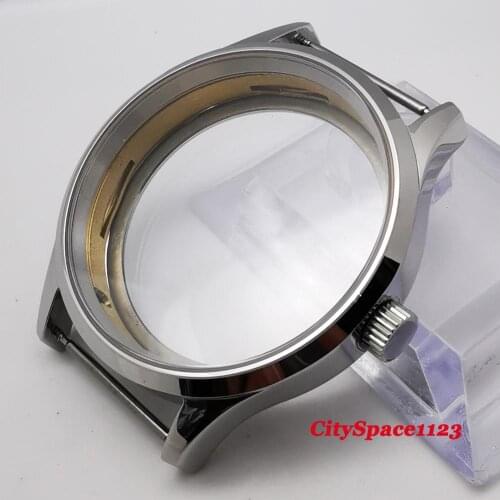 Corgeut 43mm Polished sapphire watch case fit ST36 ETA 6497 6498 movement mens watch case
