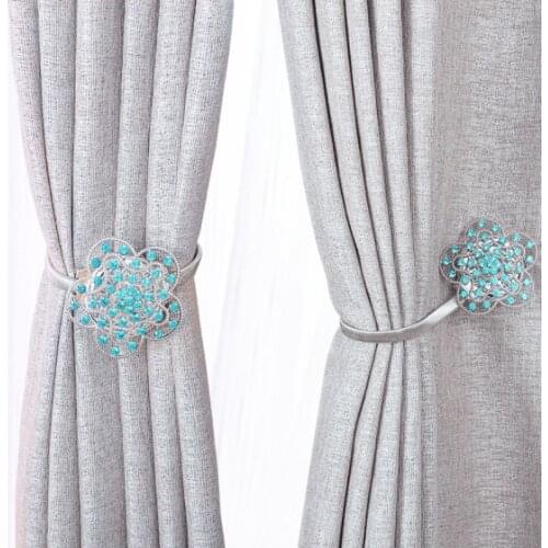 Color Curtain Spring With Creative European Decorative Curtain Buckle Free Punching Hook Wall Hook Magnet Strap 2PCS