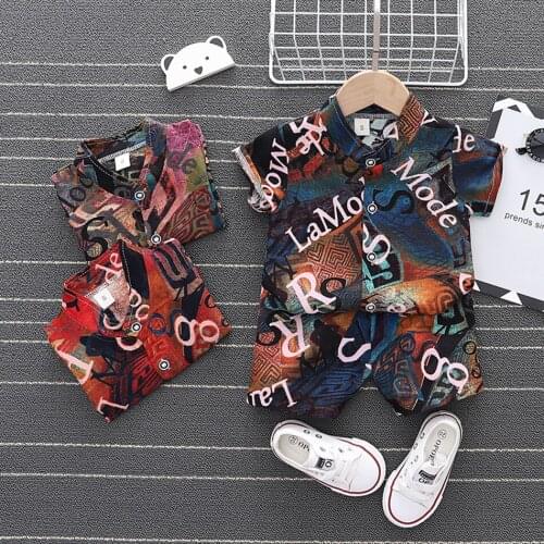 Kids Baby Boy Clothes Boho Summer Floral Print Sets 2Pcs Short Sleeve T-Shirt+Shorts Child Boy Beach Wear Outfits 12M-4Y