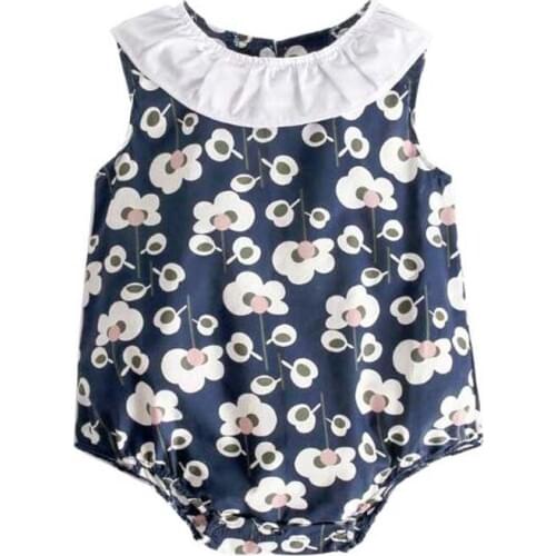 Baby Jumpsuit Flower Sleeveless Summer Cotton Clothes Ins Fashion Baby Girls Floral bodysuit Baby Climbing Suit Outfits Sunsuit