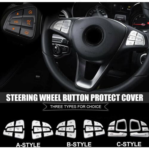 For Mercedes Benz ABS Electroplating Steering Wheel Button Protect Cover Sticker