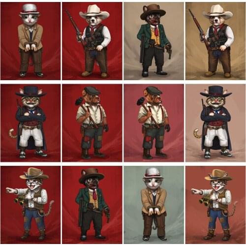 Home Decor Canvas Painting Cowboy Animals Poster Creative Wilderness Prostitute Frameless Painting Modern Living Room Mural