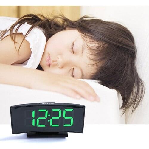 Electronic Clock Desktop Alarm Clock Rectangle Curved Mirror USB LED Temperature Date Display Светильник Настольный Счасами