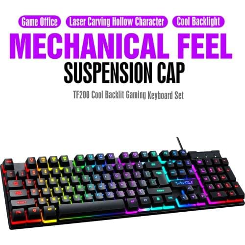 2020 Tf200 Rainbow Backlight Usb Ergonomic Gaming Keyboard For Pc Laptop Anti-ghosting Mix Backlit Wired Key Teclado Mecánico