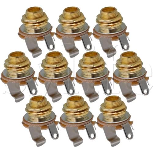 10pcs 6.35mm Gold Output Jack Socket for Electric Guitar Bass Parts