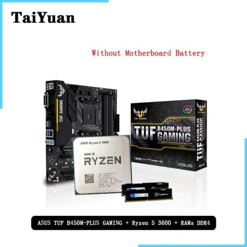 AMD Ryzen 5 3600 R5 3600 CPU + ASUS TUF B450M PLUS GAMING Motherboard + Pumeitou 2*8GB DDR4 2666Mhz memory combo kit set