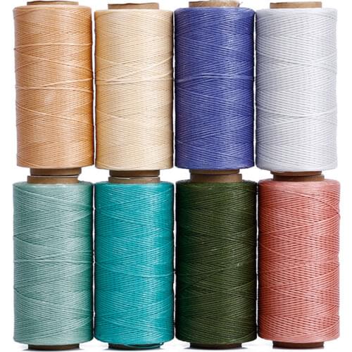 Junetree 240 meter Light Brown Leather Sewing Waxed Thread 150D 1mm Leather Hand Stitching flat wax leather craft needle work