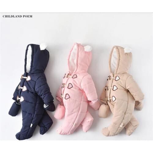 Baby Winter Clothes Newborn Baby Snowsuit Thickening Hooded Baby Romper Snow Wear Outerwear Baby Boy Girl Romper Baby Jumpsuit