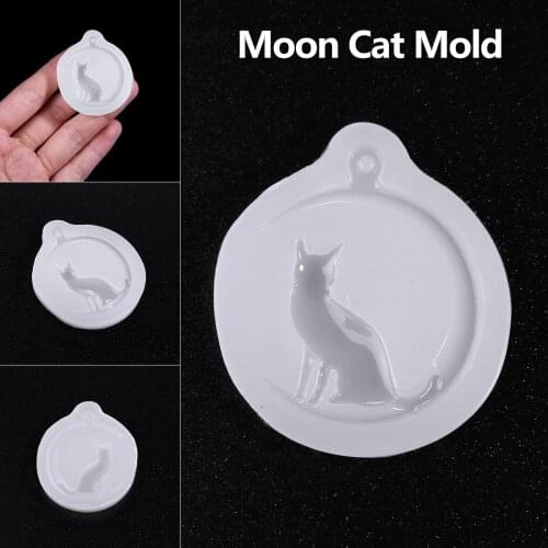 Moon Cat Molds 3D Moon Cat Silicone Pendant Mold Jewelry Making Mould Resin Epoxy Casting Crafts