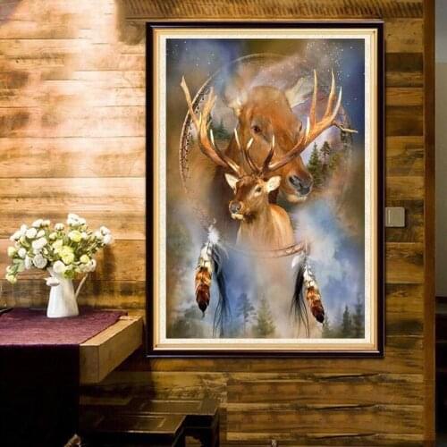 5D Diamond Elk Painting Kit Full Drill Crystal Rhinestone Picture Gift Cross Stitch Painting Art Crafts House Decor GQ GQ