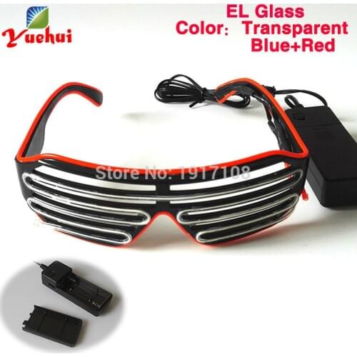 New 2021 Fashion 17 Style Two Color mixed Sound active Light Up LED Neon Shutter Glasses Gift For Halloween Party Decoration