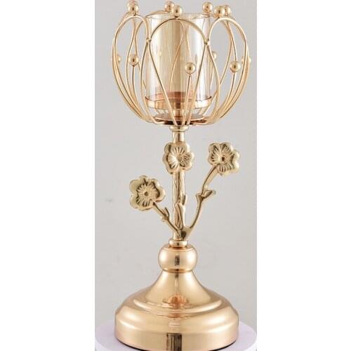 New Nordic luxury candlesticks creative wrought iron glass windproof candlesticks home decoration ornaments wedding props