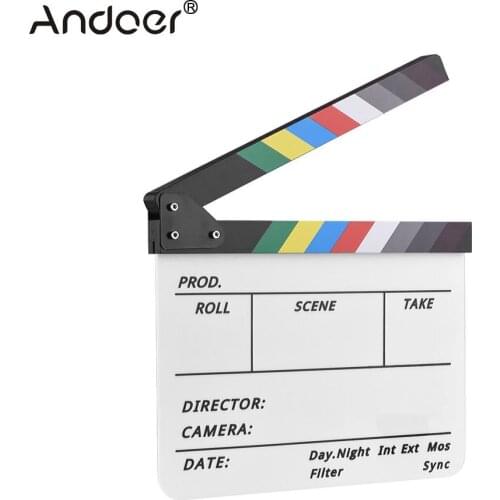 Andoer Director Film Clapboard Dry Erase Acrylic Movie TV Cut Action Scene Clapper Board Slate with Marker Pen