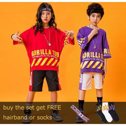 Pally elvesboys Girls Batwing Loose T-shirt Summer Shorts Children Outfit Hiphop Style Streetwear