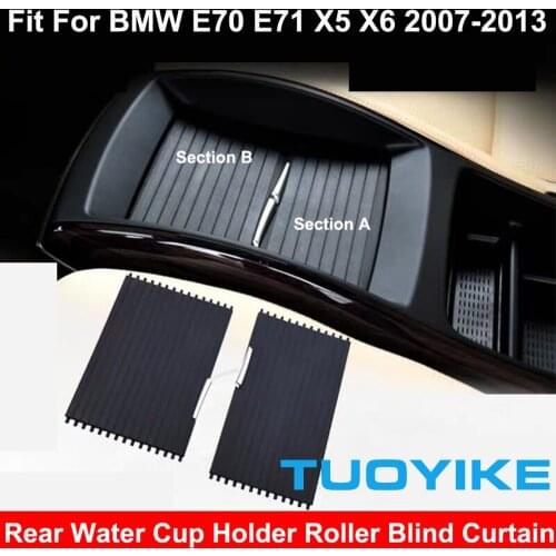 Car Front Rear Row Interior Central Console Drink Water Cup Holder Cover Roller Blind Curtain Zipper For BMW E70 E71 X5 X6 Parts