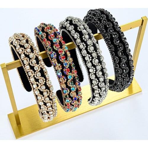 Luxury Wide Headbands Baroque Crystal Gemstone Hair Accessories Head Band Headwear Wide Plastic Hairbands for Women