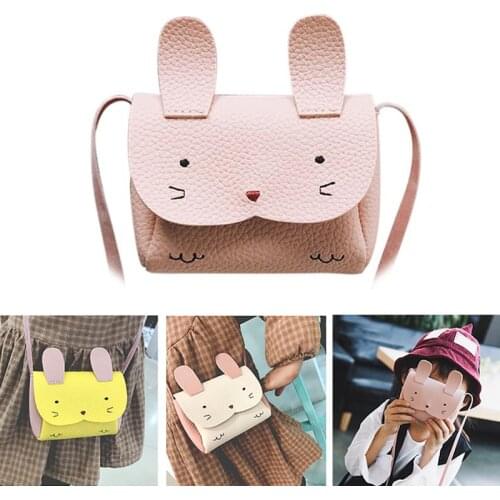 Cartoon Cute Rabbit Kids Crossbody Mini Shoulder Bag PU Leather Cross Messenger Bag Childrens Coin Purse Small Wallet For Girls