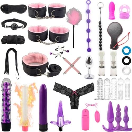 Adults Products SM Sex Toys Bdsm Sex Bondage Gear Handcuffs Whip Anal Plug Dildo Vibrators Exotic Accessories Sex Toys for Women