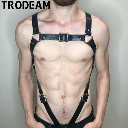 TRODEAM Leather Harness Belt Sexy Erotico Bdsm Bondage Pastel Goth Chest Shoulder Belt Men Wedding Harajuku Garter Adjustable
