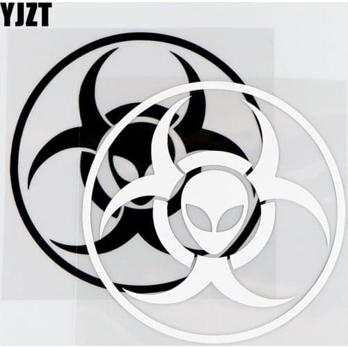 YJZT 14.5×14.5CM Alien Biological Damage Vinyl Sticker Windows Ufo Living Martian Car Decals Black / Silver 10A-0402