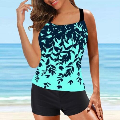 New Beach holiday style Womens Tankini Large Bikini Set Digital Print Split Swimsuit Stroje Kapielowe Damskie Купальник Женский