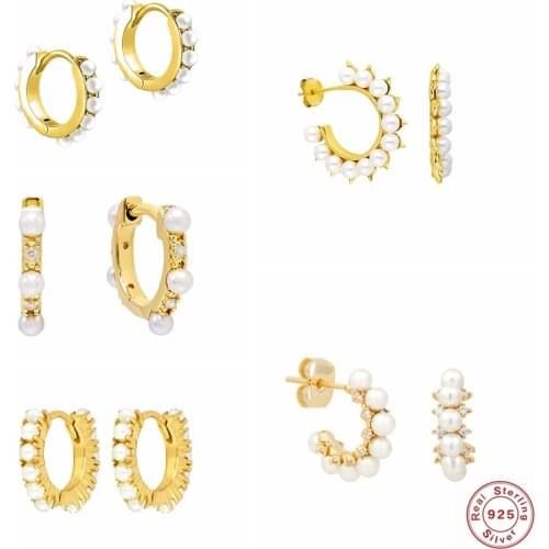 Womens Earrings pendientes plata 925 Pearl Earrings Bohemian Fashion Jewelry Korean 925 Silver Hoop Earring orecchini donna