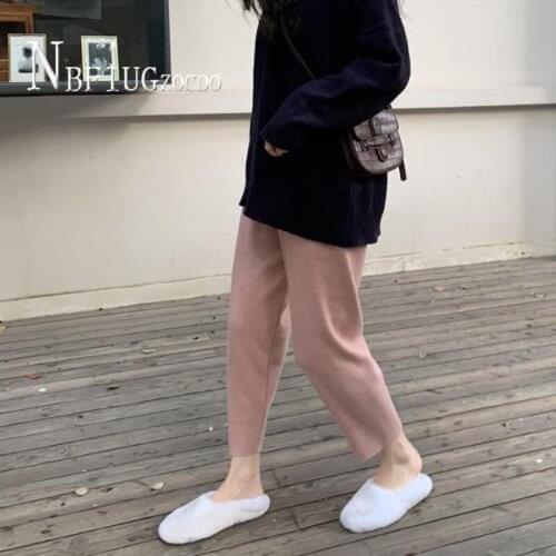 2020 Women Woolen Harem Pants Casual Wide Leg Grandmother Style Female Trousers