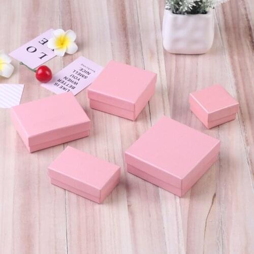 Ziris Gift Box 12 Pcs/Lot Wholesale Pink Kraft Paper Favour Boxes Fashion Design Bulk Necklace Ring Bracelet Jewelry Box