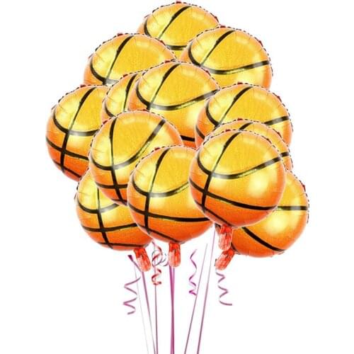 10pcs 18 Inches Basketball Balloons Decorative Aluminum Foil Sports Themed Celebration Mylar Balloons Birthday Party Balloons