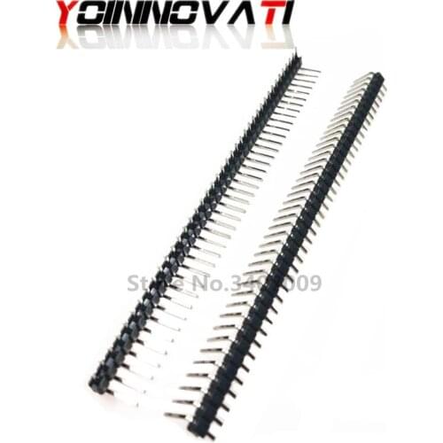 200pcs 40 Pin 1x40 Single Row Male 2.54mm Breakable Pin Header Right Angle Connector Strip bending