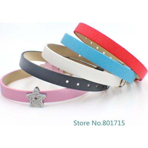 2017 New Styles 50pcs 8mm PU leather Scrub Wristband Fit 8mm slide letters charms DIY Accessory bracelet