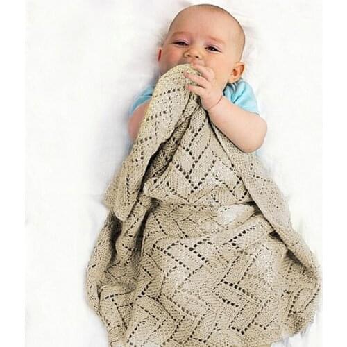2020 New Autumn Winter Infant Baby Boy Girl Pure Color Hollow Out Knit Blanket Newborn Baby Quilt Boys Girls Hold Blanket