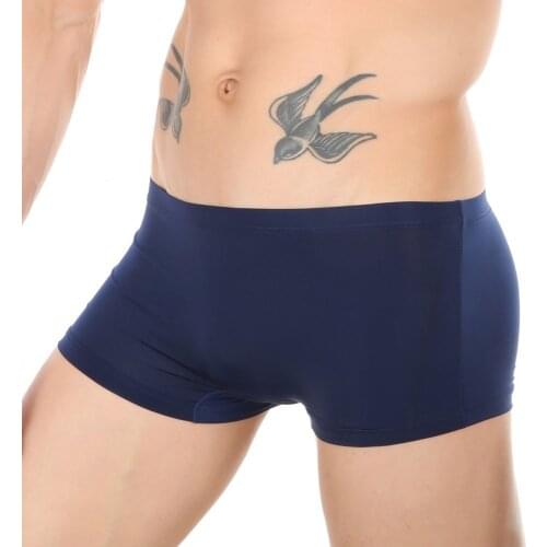 2021 Summer Men Ice Silk Underwear Boxer Briefs Shorts Panties Bulge Pouch Thin Sheer Breathable Comfortable Underpants Trunks