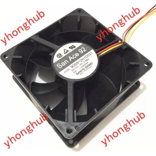 Sanyo Denki 9G0912H1D031 DC 12V 0.58A 90x90X38mm 3-wire Server Cooling Fan