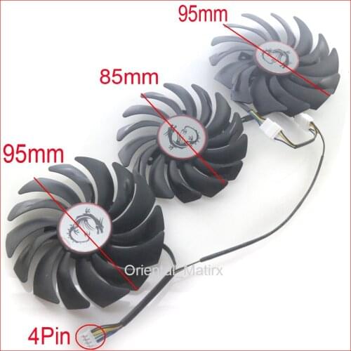 3pcs/lot PLD10010S12HH PLD09210S12HH 12V 0.40A 95mm 85mm VGA Fan For MSI GTX1080ti GAMING TRIO GPU Cooling Fan