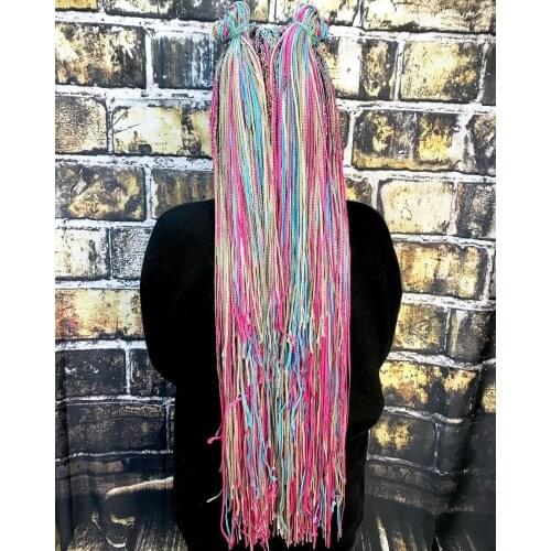 34Inch Colorful Hair Pigtails Synthetic Zizi Box Braids Crochet Hair Extension White Yellow Pink Blue For Women HeyMidea