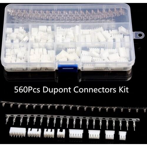 560Pcs 2.54mm Dupont Connector Jumper Wire Cable Pin Header Pin Housing and Male / Female Pin Head Terminal Adapter Plug Set